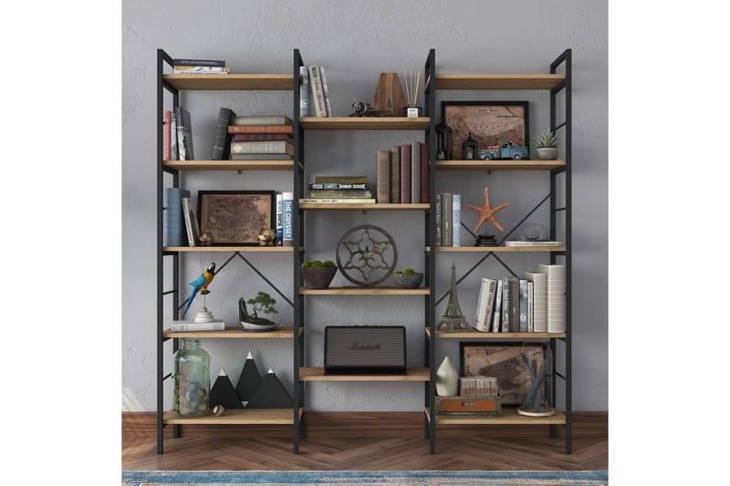 Bokhylla Goldmere Valnöt / Svart - Brun/Svart - Förvaring - Hyllor - Bokhylla