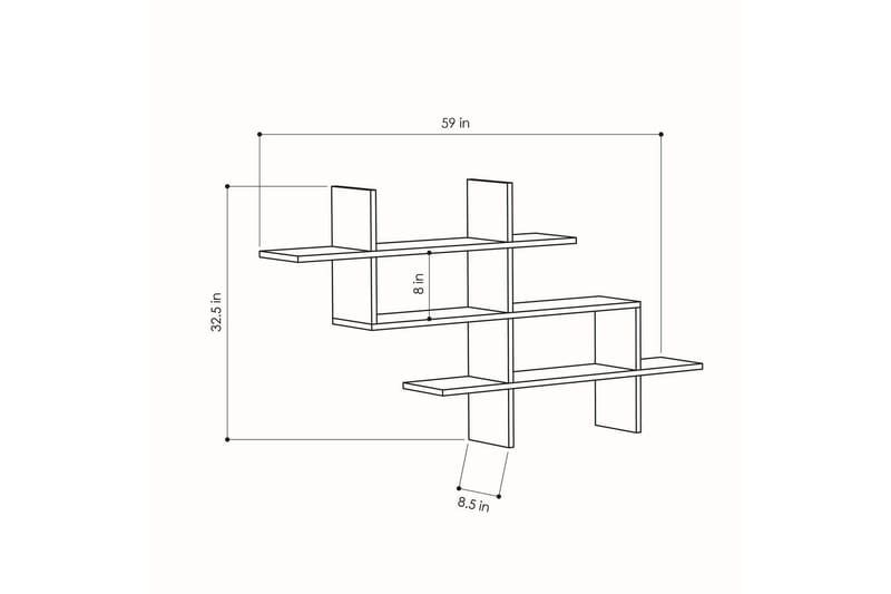 Halic Bokhylla 150x22 cm Brun - Hanah Home - Förvaring - Köksförvaring - Kökshylla