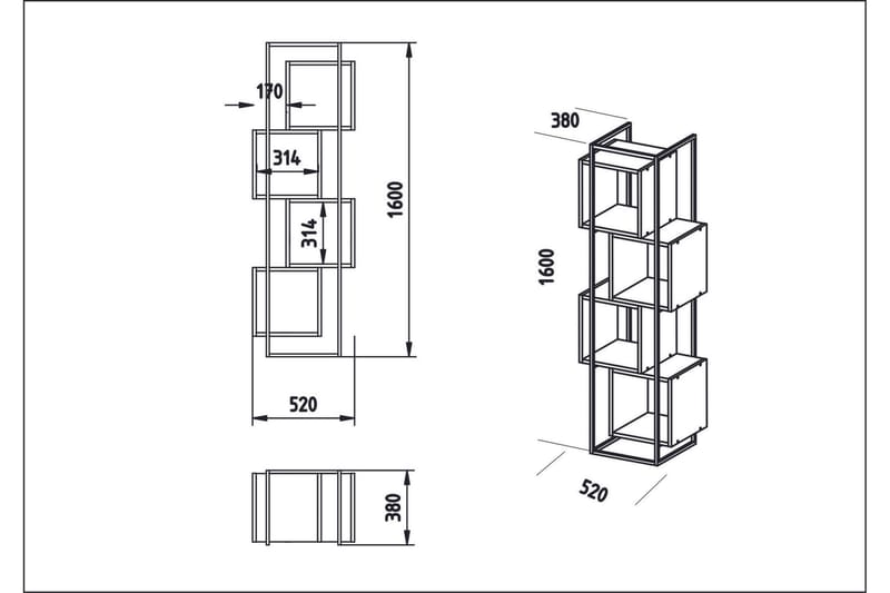 Hammann Bokhylla 52 cm - Svart|Vit - Förvaring - Hyllor - Bokhylla