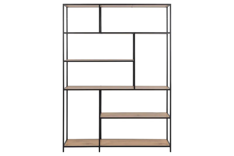 Hasslevik Bokhylla 135x35 cm 4 Hyllor - Natur/Matt Svart - Förvaring - Hyllor - Bokhylla