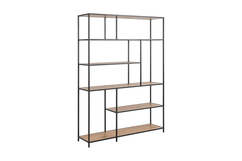 Hasslevik Bokhylla 135x35 cm 4 Hyllor, Natur/Matt Svart