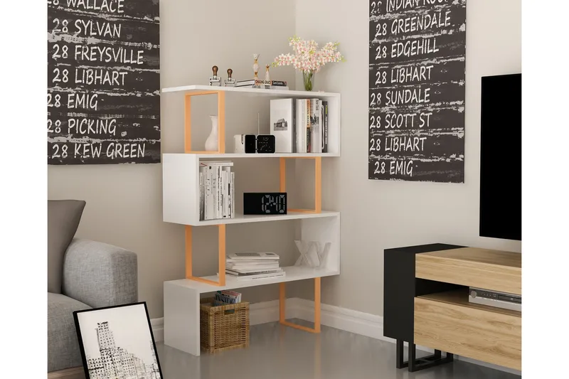 Hejde Bokhylla 92 cm - Gul/Vit - Förvaring - Hyllor - Bokhylla