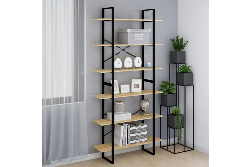 Hög bokhylla 100x30x210 cm massiv furu - Brun - Förvaring - Hyllor - Bokhylla