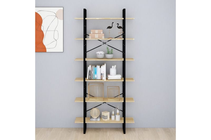 Hög bokhylla 100x30x210 cm massiv furu - Brun - Förvaring - Hyllor - Bokhylla
