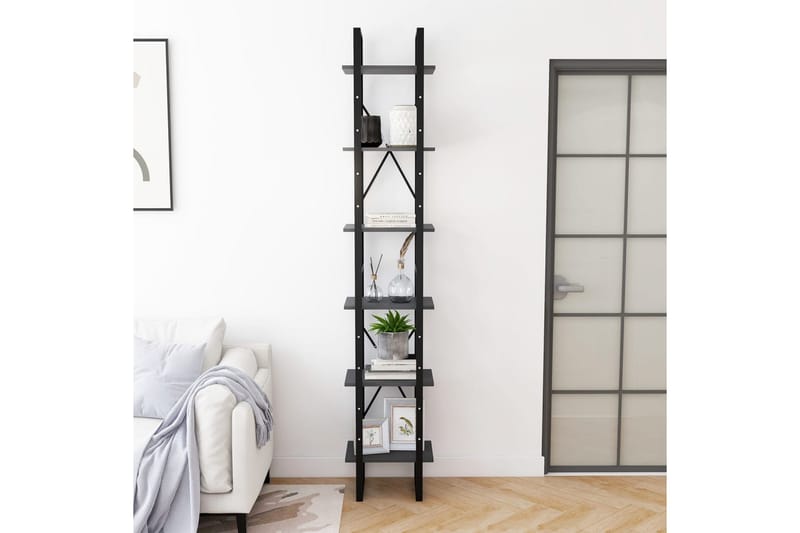 Hög bokhylla grå 40x30x210 cm massiv furu - Grå - Förvaring - Hyllor - Bokhylla