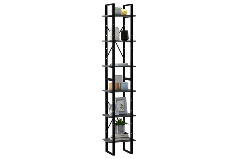 Hög bokhylla grå 40x30x210 cm massiv furu - Grå - Förvaring - Hyllor - Bokhylla