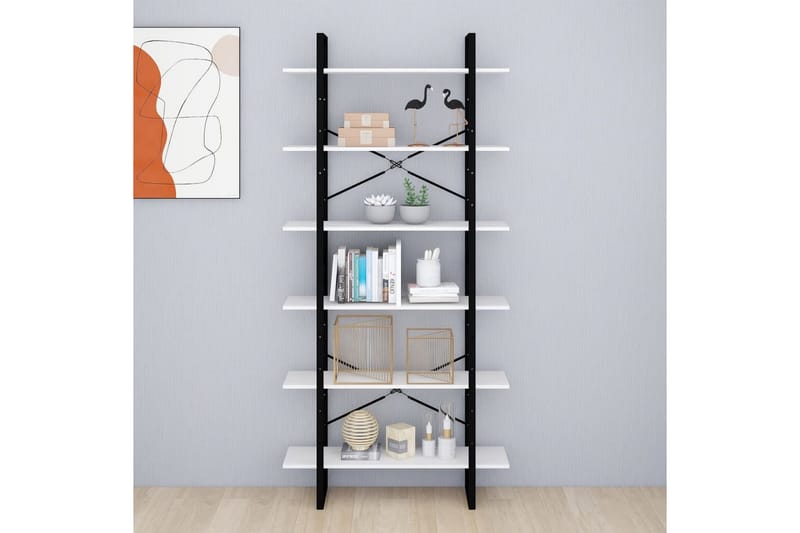 Hög bokhylla vit 100x30x210 cm massiv furu - Vit - Förvaring - Hyllor - Bokhylla