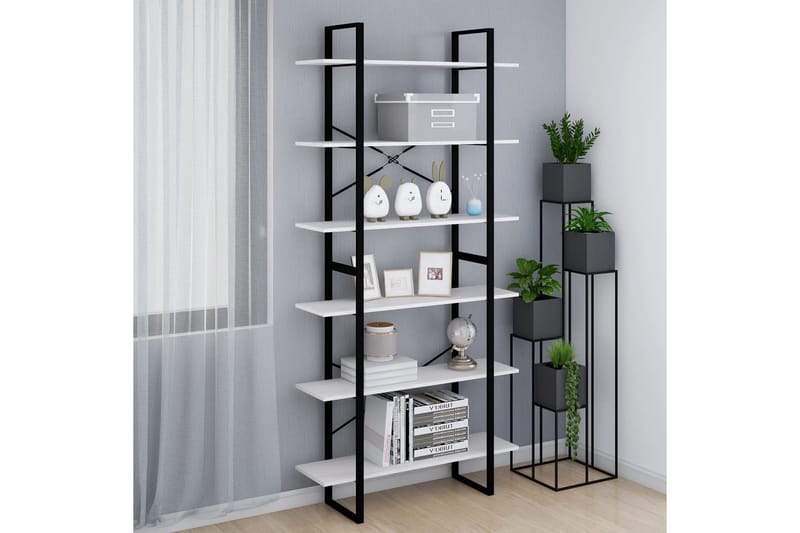 Hög bokhylla vit 100x30x210 cm massiv furu - Vit - Förvaring - Hyllor - Bokhylla