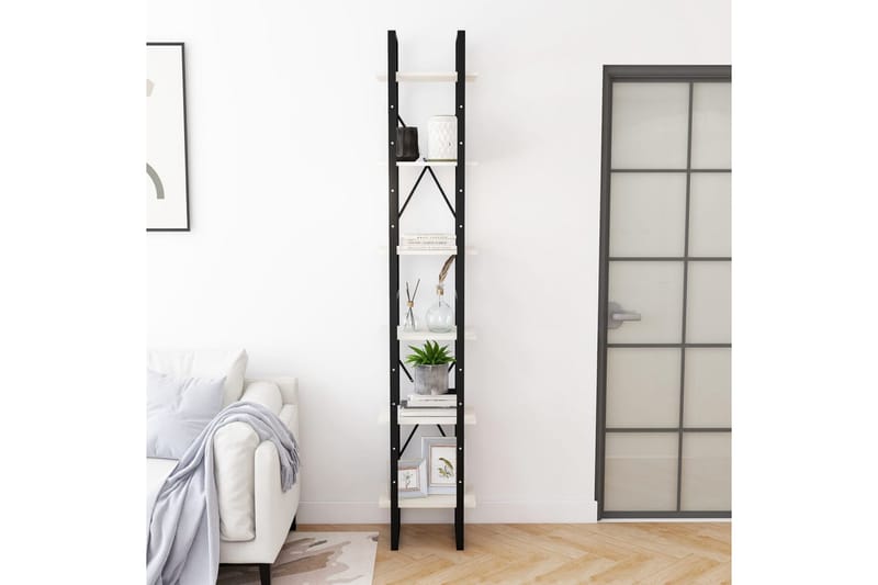 Hög bokhylla vit 40x30x210 cm massiv furu - Vit - Förvaring - Hyllor - Bokhylla