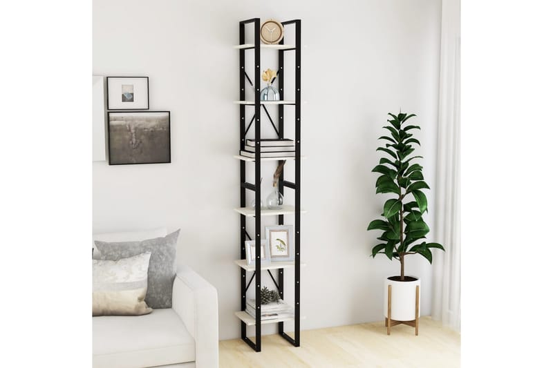Hög bokhylla vit 40x30x210 cm massiv furu - Vit - Förvaring - Hyllor - Bokhylla