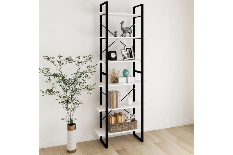 Hög bokhylla vit 80x30x210 cm massiv furu - Vit - Förvaring - Hyllor - Bokhylla