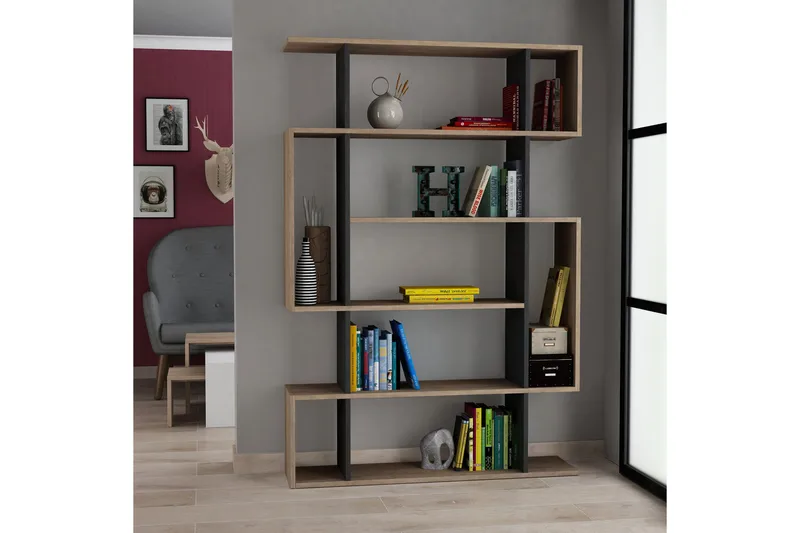 Homitis Bokhylla - Mörkgrå/Trä - Förvaring - Hyllor - Bokhylla