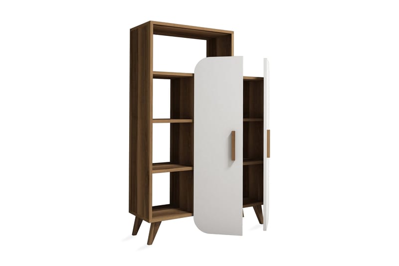 Hommaz Bokhylla med Dörrar - Valnöt/Vit - Förvaring - Hyllor - Bokhylla