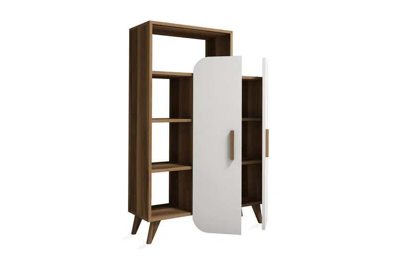 Hommaz Bokhylla med Dörrar - Valnöt/Vit - Förvaring - Hyllor - Bokhylla