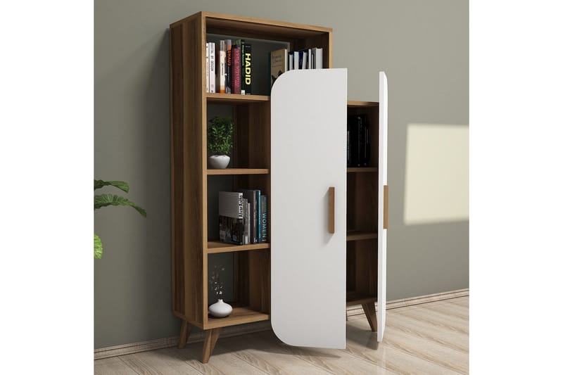 Hommaz Bokhylla med Dörrar - Valnöt/Vit - Förvaring - Hyllor - Bokhylla