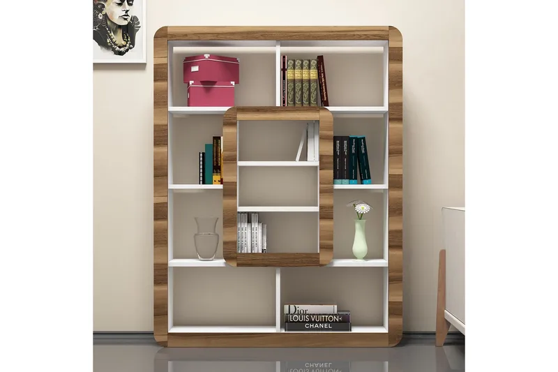 Hovdane Bokhylla 109 cm - Vit/Brun - Förvaring - Hyllor - Bokhylla