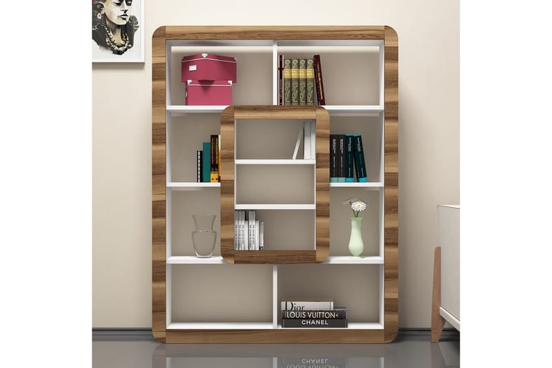 Hovdane Bokhylla 109 cm - Vit/Brun - Förvaring - Hyllor - Bokhylla