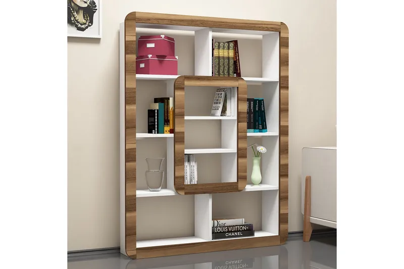 Hovdane Bokhylla 109 cm - Vit/Brun - Förvaring - Hyllor - Bokhylla