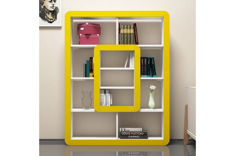 Hovdane Bokhylla 109 cm - Vit/Gul - Förvaring - Hyllor - Bokhylla