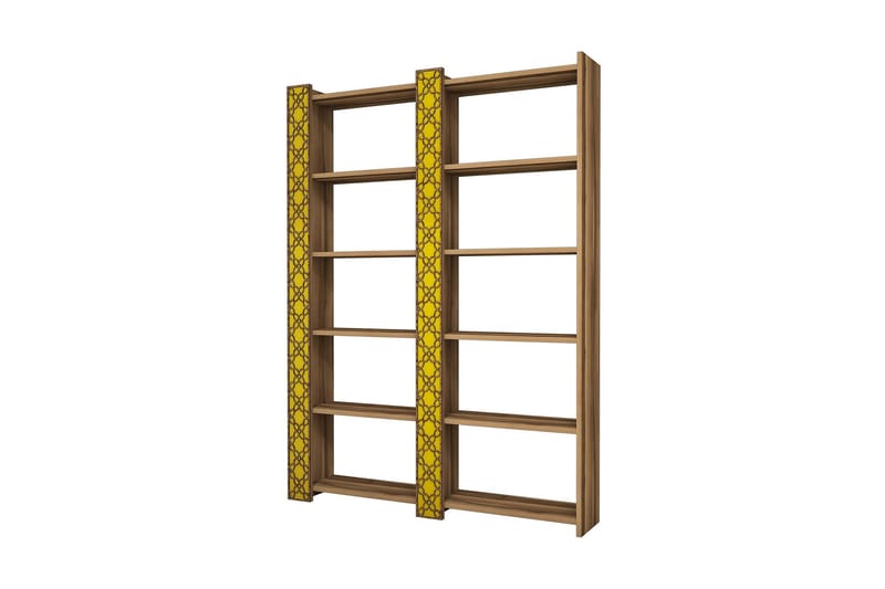 Hovdane Bokhylla 124 cm, Brun/Gul