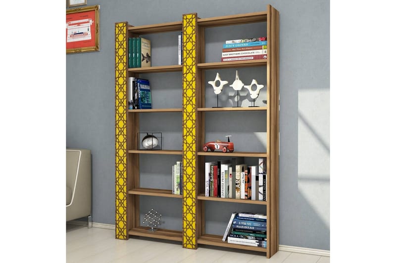 Hovdane Bokhylla 124 cm - Brun/Gul - Förvaring - Hyllor - Bokhylla