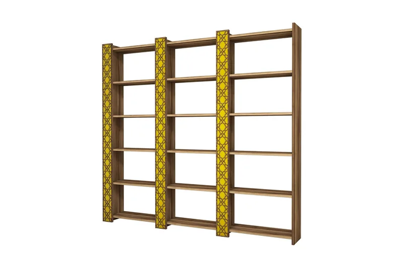 Hovdane Bokhylla 184 cm, Brun/Gul