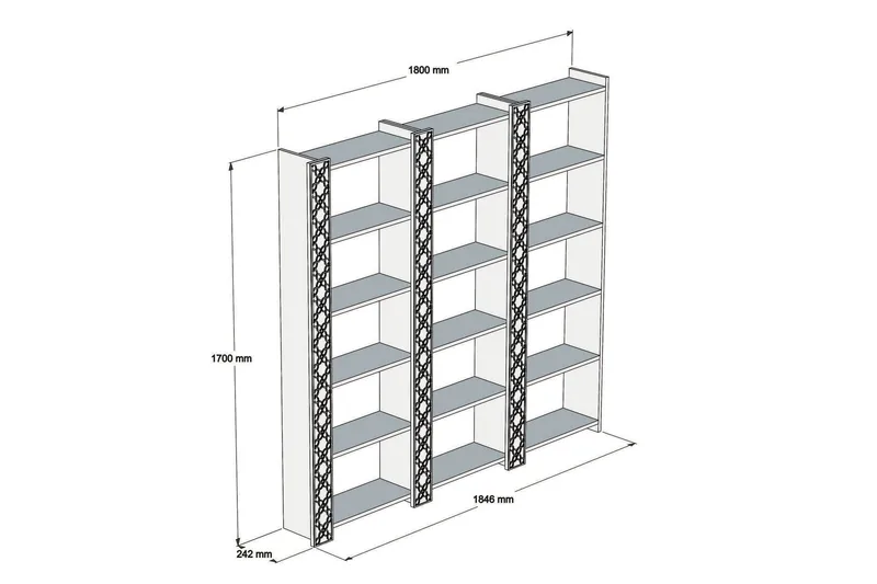 Hovdane Bokhylla 184 cm - Vit - Förvaring - Hyllor - Bokhylla