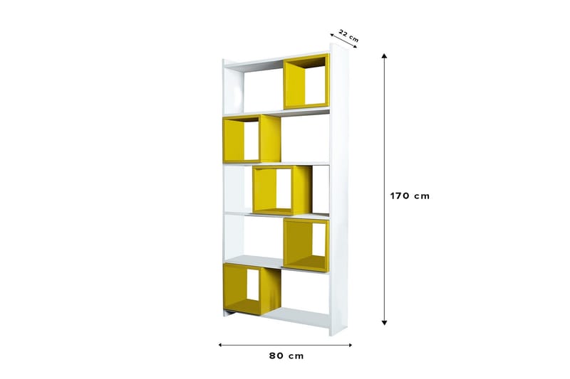 Hovdane Bokhylla 22 cm i Målat Trä - Gul|Vit - Förvaring - Hyllor - Bokhylla