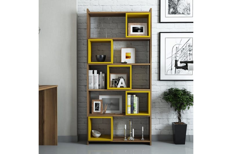 Hovdane Bokhylla 80 cm - Brun/Gul - Förvaring - Hyllor - Bokhylla