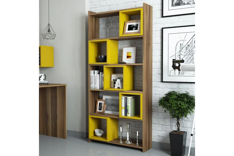 Hovdane Bokhylla 80 cm - Brun/Gul - Förvaring - Hyllor - Bokhylla