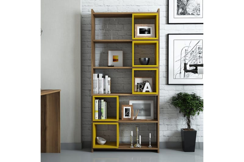 Hovdane Bokhylla 80 cm - Brun/Gul - Förvaring - Hyllor - Bokhylla