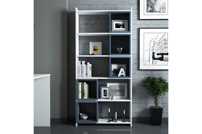 Hovdane Bokhylla 80 cm - Vit/Blå - Förvaring - Hyllor - Bokhylla
