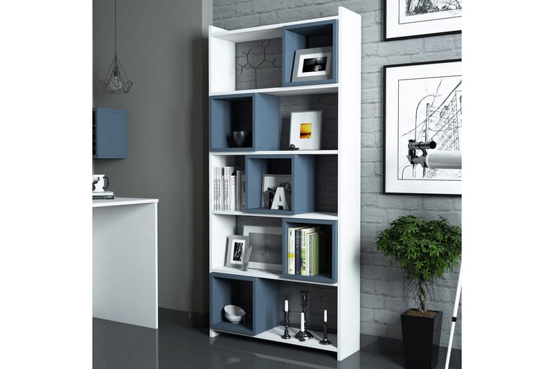 Hovdane Bokhylla 80 cm - Vit/Blå - Förvaring - Hyllor - Bokhylla