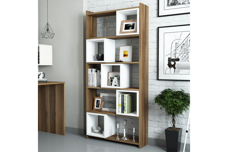 Hovdane Bokhylla 80 cm - Vit/Brun - Förvaring - Hyllor - Bokhylla