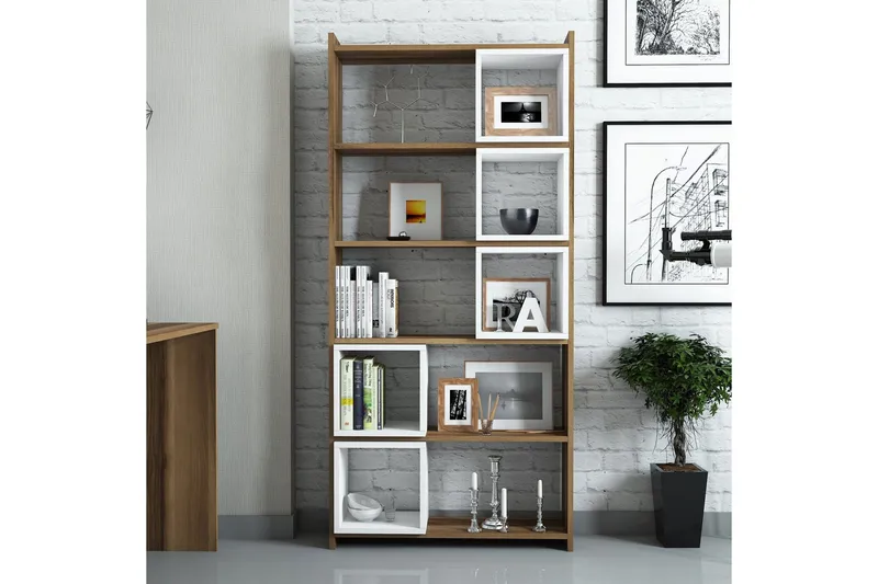 Hovdane Bokhylla 80 cm - Vit/Brun - Förvaring - Hyllor - Bokhylla