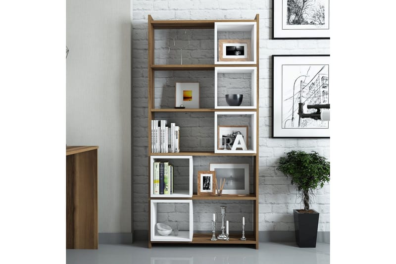 Hovdane Bokhylla 80 cm - Vit/Brun - Förvaring - Hyllor - Bokhylla