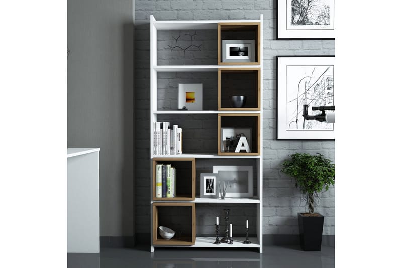 Hovdane Bokhylla 80 cm - Vit/Brun - Förvaring - Hyllor - Bokhylla