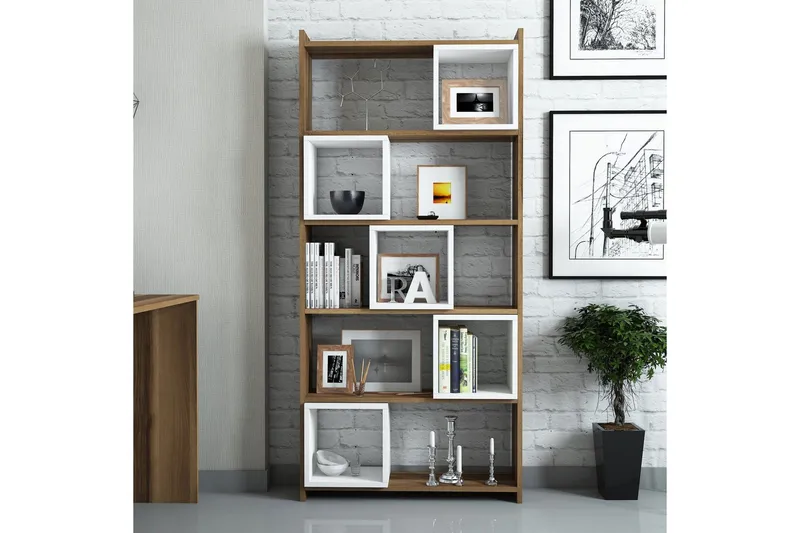 Hovdane Bokhylla 80 cm - Vit/Brun - Förvaring - Hyllor - Bokhylla