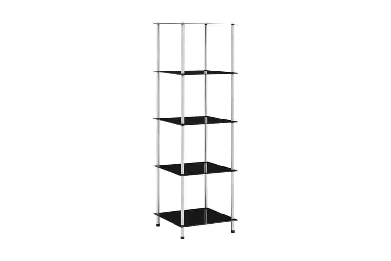 Hylla 5 hyllplan svart 40x40x130 cm härdat glas - Svart - Förvaring - Hyllor - Bokhylla