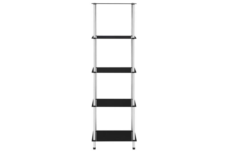 Hylla 5 hyllplan svart 40x40x130 cm härdat glas - Svart - Förvaring - Hyllor - Bokhylla