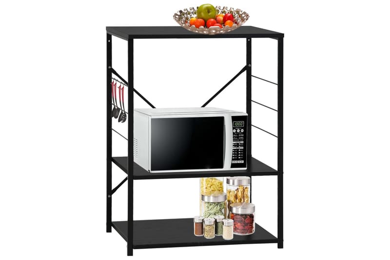 Hylla för mikrovågsugn svart 60x39,6x79,5 cm spånskiva - Svart - Förvaring - Hyllor - Bokhylla