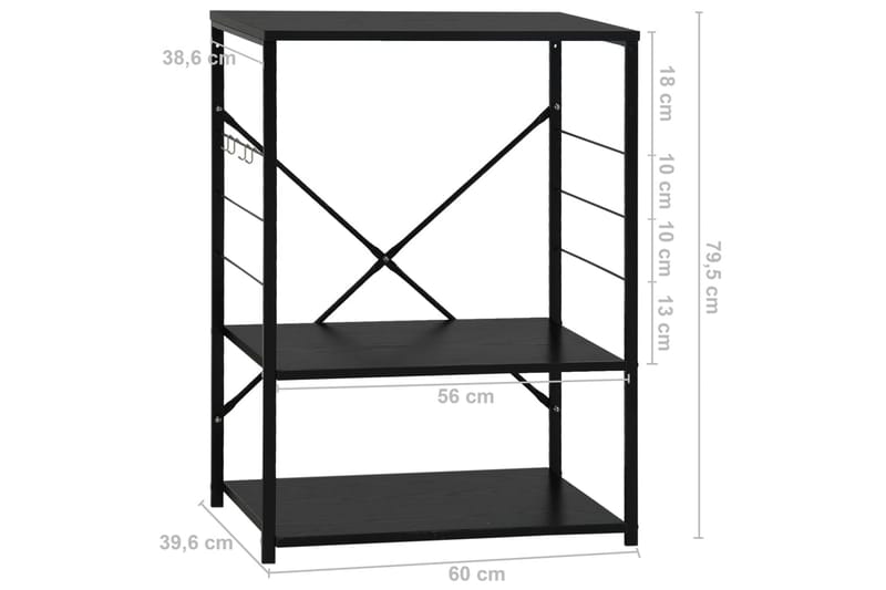 Hylla för mikrovågsugn svart 60x39,6x79,5 cm spånskiva - Svart - Förvaring - Hyllor - Bokhylla