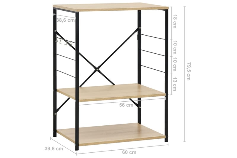 Hylla för mikrovågsugn svart och ek 60x39,6x79,5cm spånskiva - Svart - Förvaring - Hyllor - Bokhylla