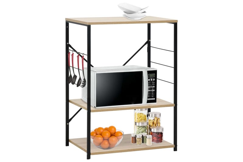 Hylla för mikrovågsugn svart och ek 60x39,6x79,5cm spånskiva - Svart - Förvaring - Hyllor - Bokhylla