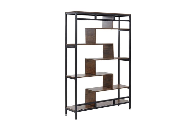 Hylla svart/mörkträ DAVEN, Trä/natur