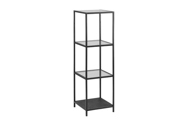 Ikaria Bokhylla 35 cm med 4 Hyllplan i Glas och Metall, Svart