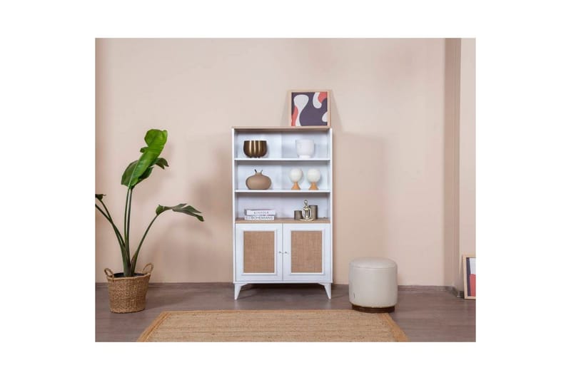 Bokhylla Jatinder Vit / Ek - Vit - Förvaring - Hyllor - Bokhylla