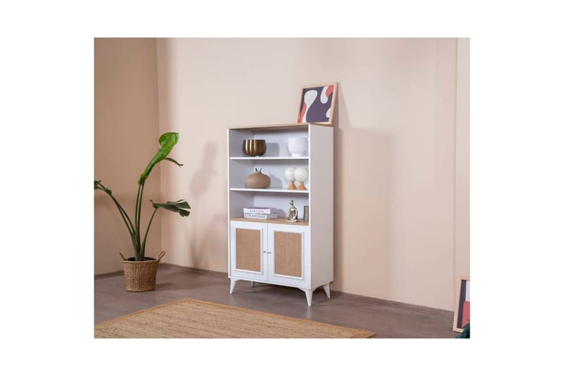 Bokhylla Jatinder Vit / Ek - Vit - Förvaring - Hyllor - Bokhylla