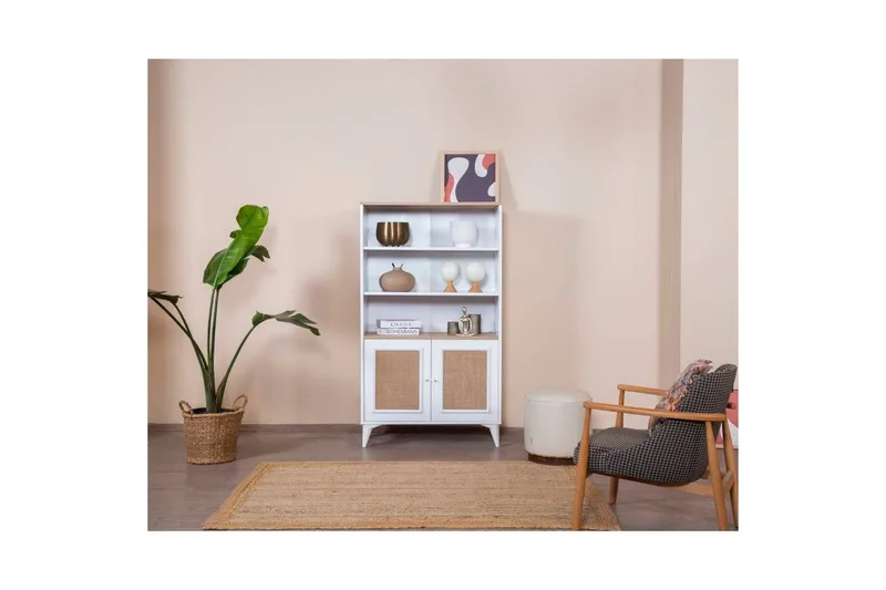 Bokhylla Jatinder Vit / Ek - Vit - Förvaring - Hyllor - Bokhylla
