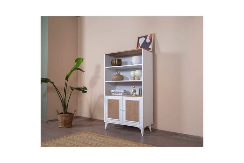 Bokhylla Jatinder Vit / Ek - Vit - Förvaring - Hyllor - Bokhylla